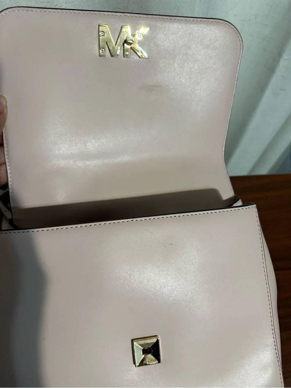 Michael Kors Blush Leather Top-Handle Satchel with Gold Hardware
